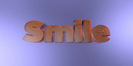Smile - colorful glass text on vibrant background - 3D rendered royalty free stock image.の写真素材