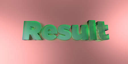 Result - colorful glass text on vibrant background - 3D rendered royalty free stock image.の写真素材