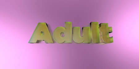 Adult - colorful glass text on vibrant background - 3D rendered royalty free stock image.の写真素材