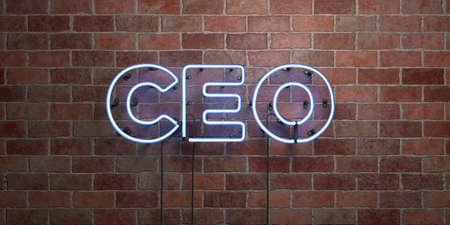 CEO - fluorescent Neon tube Sign on brickwork - Front view - 3D rendered royalty free stock picture. Can be used for online banner ads and direct mailers.の写真素材