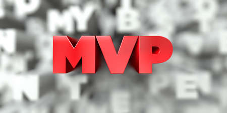 MVP -  Red text on typography background - 3D rendered royalty free stock image. This image can be used for an online website banner ad or a print postcard.の写真素材