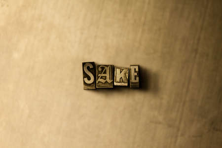 SAKE - close-up of grungy vintage typeset word on metal backdrop. Royalty free stock illustration.  Can be used for online banner ads and direct mail.の写真素材