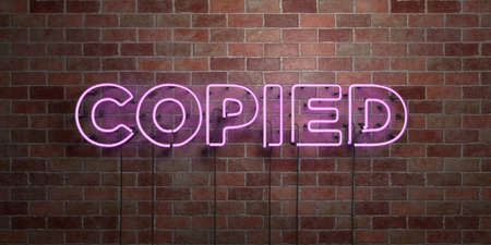 COPIED - fluorescent Neon tube Sign on brickwork - Front view - 3D rendered royalty free stock picture. Can be used for online banner ads and direct mailers.の写真素材