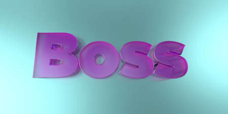 Boss - colorful glass text on vibrant background - 3D rendered royalty free stock image.の写真素材