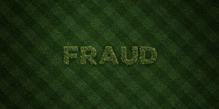 FRAUD - fresh Grass letters with flowers and dandelions - 3D rendered royalty free stock image. Can be used for online banner ads and direct mailers.の写真素材