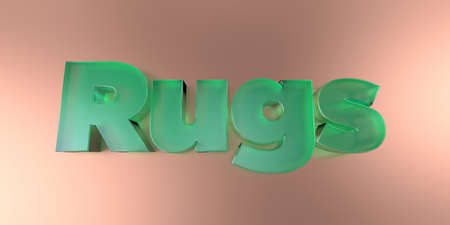 Rugs - colorful glass text on vibrant background - 3D rendered royalty free stock image.の写真素材