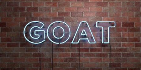GOAT - fluorescent Neon tube Sign on brickwork - Front view - 3D rendered royalty free stock picture. Can be used for online banner ads and direct mailers.の写真素材