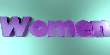 Women - colorful glass text on vibrant background - 3D rendered royalty free stock image.の写真素材