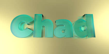 Chad - colorful glass text on vibrant background - 3D rendered royalty free stock image.の写真素材