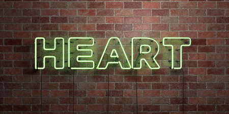 HEART - fluorescent Neon tube Sign on brickwork - Front view - 3D rendered royalty free stock picture. Can be used for online banner ads and direct mailers.の写真素材