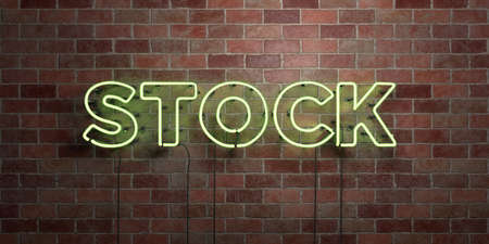 STOCK - fluorescent Neon tube Sign on brickwork - Front view - 3D rendered royalty free stock picture. Can be used for online banner ads and direct mailers.の写真素材