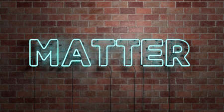 MATTER - fluorescent Neon tube Sign on brickwork - Front view - 3D rendered royalty free stock picture. Can be used for online banner ads and direct mailers.の写真素材