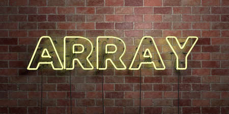 ARRAY - fluorescent Neon tube Sign on brickwork - Front view - 3D rendered royalty free stock picture. Can be used for online banner ads and direct mailers.の写真素材