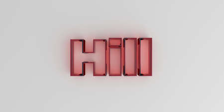 Hill - Red glass text on white background - 3D rendered royalty free stock image.