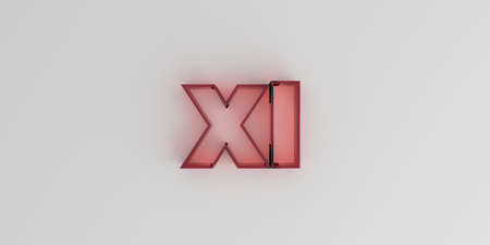 Xl - Red glass text on white background - 3D rendered royalty free stock image.の写真素材
