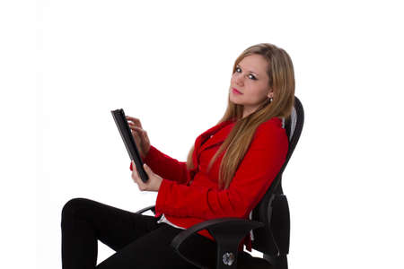 Young lady with tablet computerの写真素材