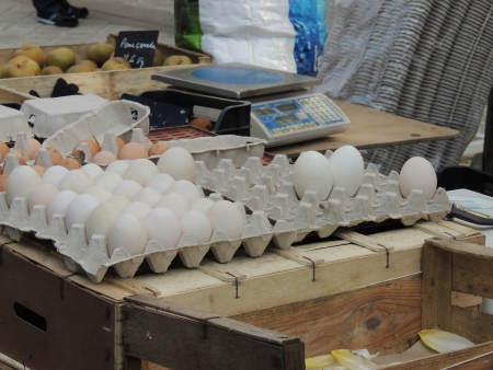Different eggs for sale on the market
