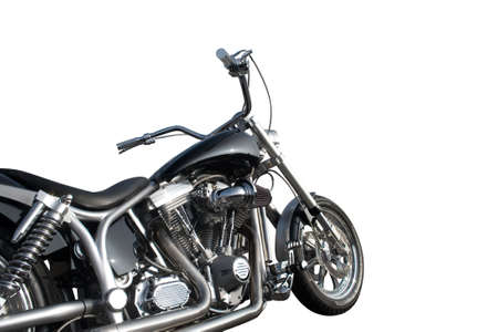 Black and chrome motorcycle isolated on a white backgroundの写真素材