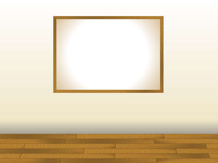 Image of an empty picture frame on a wall. Available in both jpeg and eps8 format.のイラスト素材