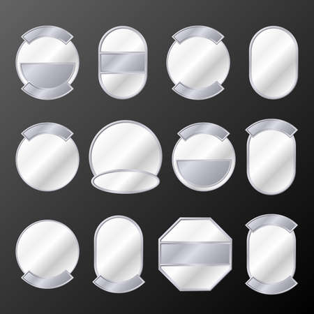 Set of 12 silver badges. Available in jpeg and eps8 formats.のイラスト素材