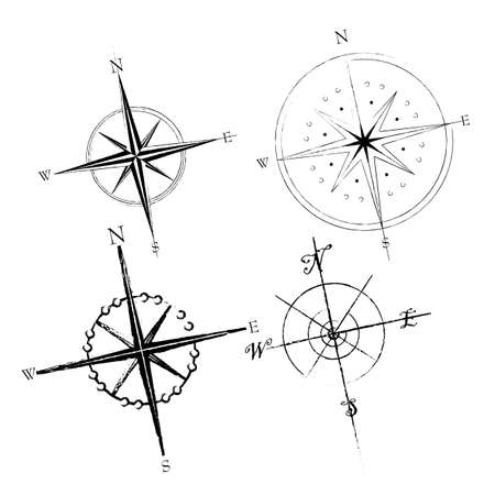 Set of compass roses available in both jpeg and eps8 formats.のイラスト素材