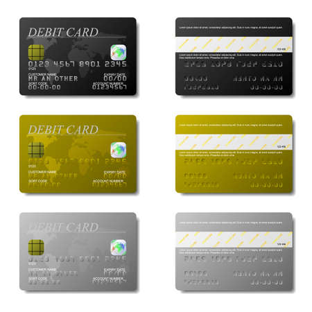 Set of debit cards available in both jpeg and eps8 formats.のイラスト素材