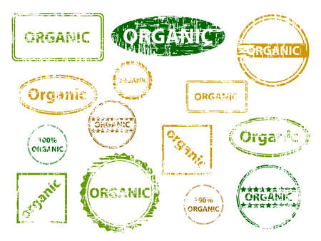 Set of organic stamps. Available in both jpeg and eps8 formats.のイラスト素材