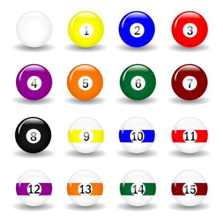Complete set of pool balls. Available in jpeg and eps8 format.のイラスト素材