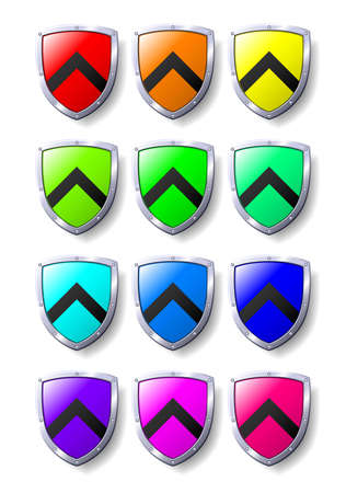 Set of coloured shields. Available in jpeg and eps8 formats.のイラスト素材