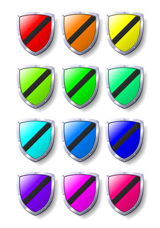 Set of coloured shields. Available in jpeg and eps8 formats.のイラスト素材