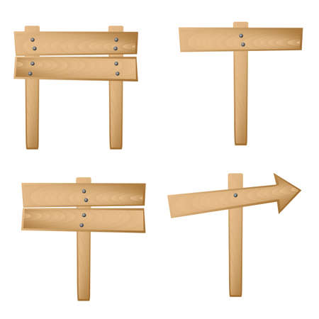 set of 4 wooden signs. Available in both jpeg and eps8 formats.のイラスト素材