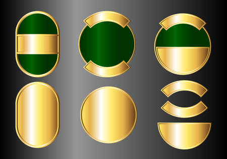 Set of green and gold badges. Available in jpeg and eps8 formats.のイラスト素材