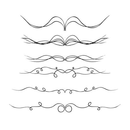 Hand drawn pen and ink illustration of different borders on a white backgroundのイラスト素材
