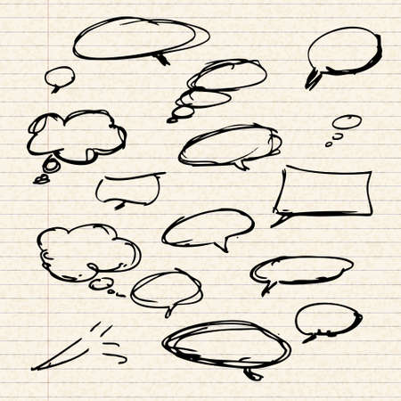 Illustration of speech bubbles sheet of lined paperのイラスト素材