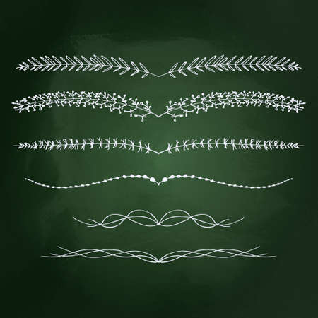 Hand drawn chalk illustration of borders on a blackboard backgroundのイラスト素材