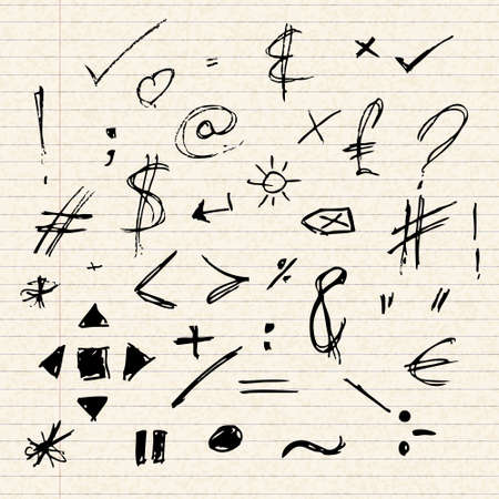 Illustration of doodles on a sheet of lined paperのイラスト素材