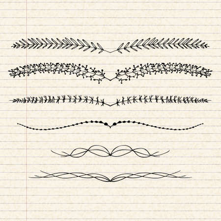 Hand drawn illustration of dividers on a sheet of lined paperのイラスト素材
