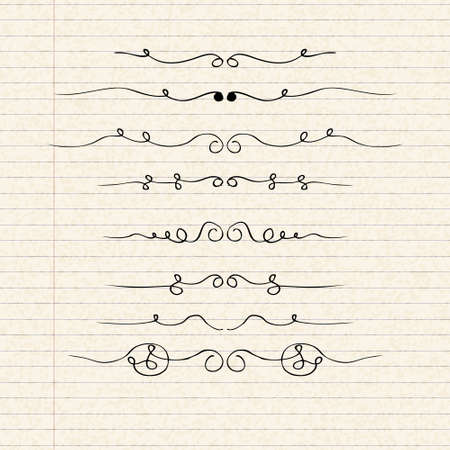 Hand drawn illustration of dividers on a sheet of lined paperのイラスト素材
