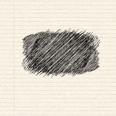 Hand drawn illustration of scribbles on a sheet of lined paperの写真素材