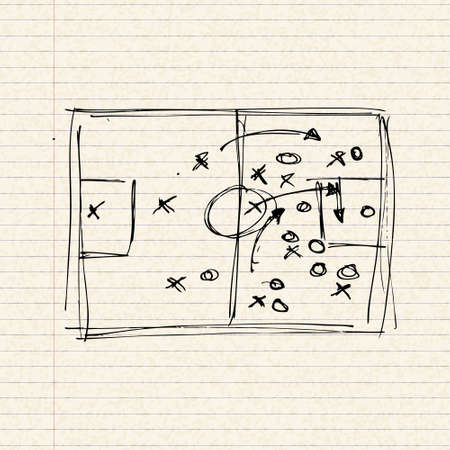 Illustration of astrategy diagram on a sheet of lined paperの写真素材