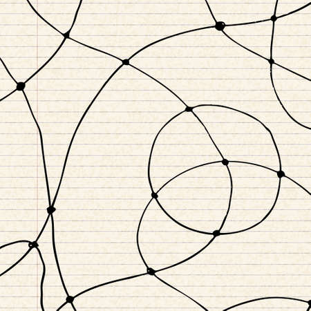 Hand drawn illustration of curved lines on a sheet of lined paperのイラスト素材