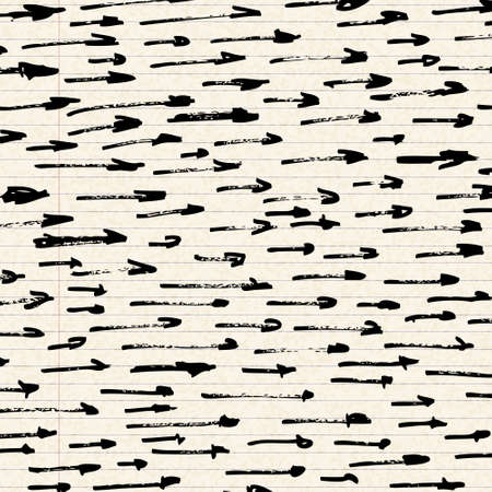 Hand drawn illustration of arrows on a sheet of lined paperのイラスト素材