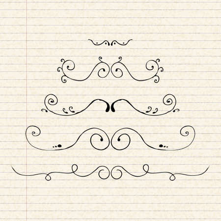 Hand drawn illustration of dividers on a sheet of lined paperのイラスト素材