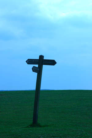 Lone signpost on the Chilterns Rideway in Buckinghamshireの写真素材