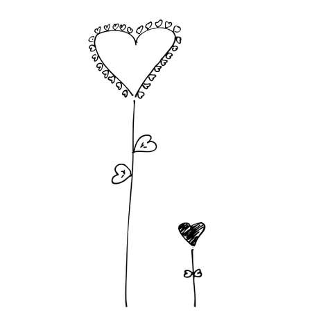 Hand drawn love heart design on a white backgroundのイラスト素材