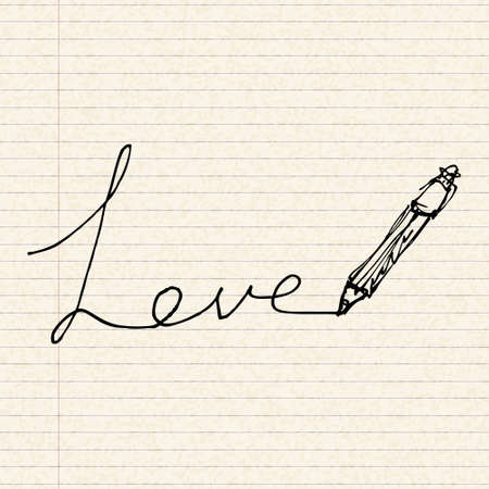 Illustration of a love heart design on lined paperのイラスト素材