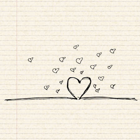 Illustration of a love heart design on lined paperのイラスト素材