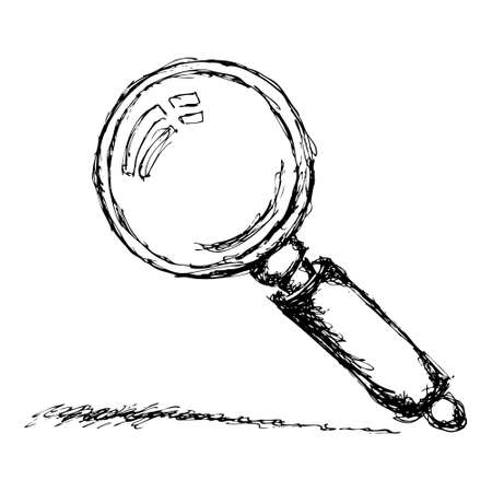 Hand drawn sketch of a magnifying glassのイラスト素材