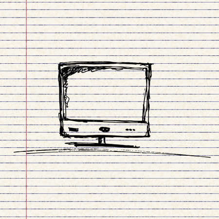 Simple hand drawn sketch of a computer monitorのイラスト素材