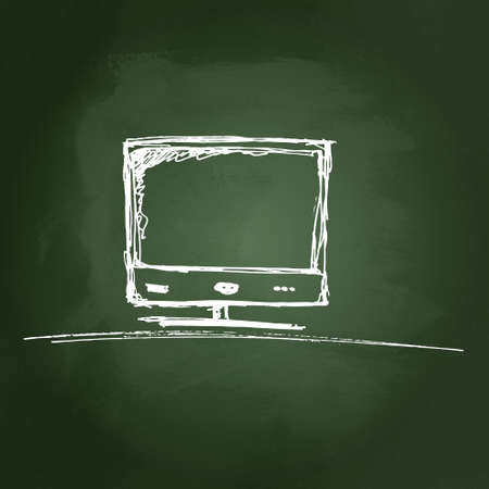 Simple hand drawn sketch of a computer monitorのイラスト素材